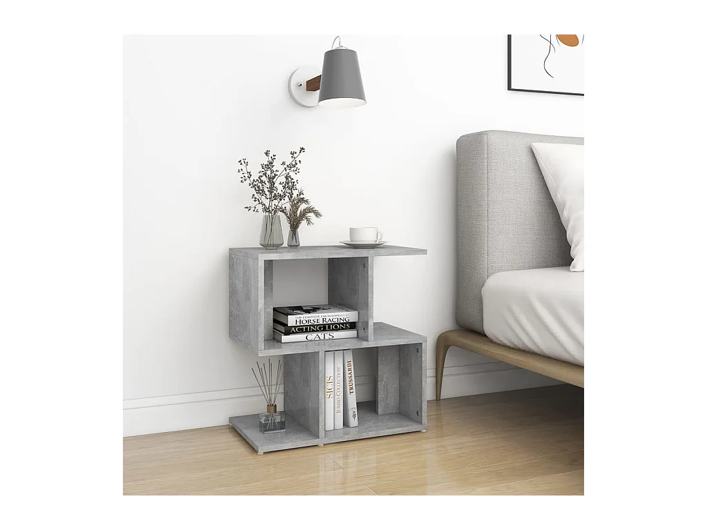 Table de chevet gris béton 50x30x51,5 cm bois d'ingénierie
