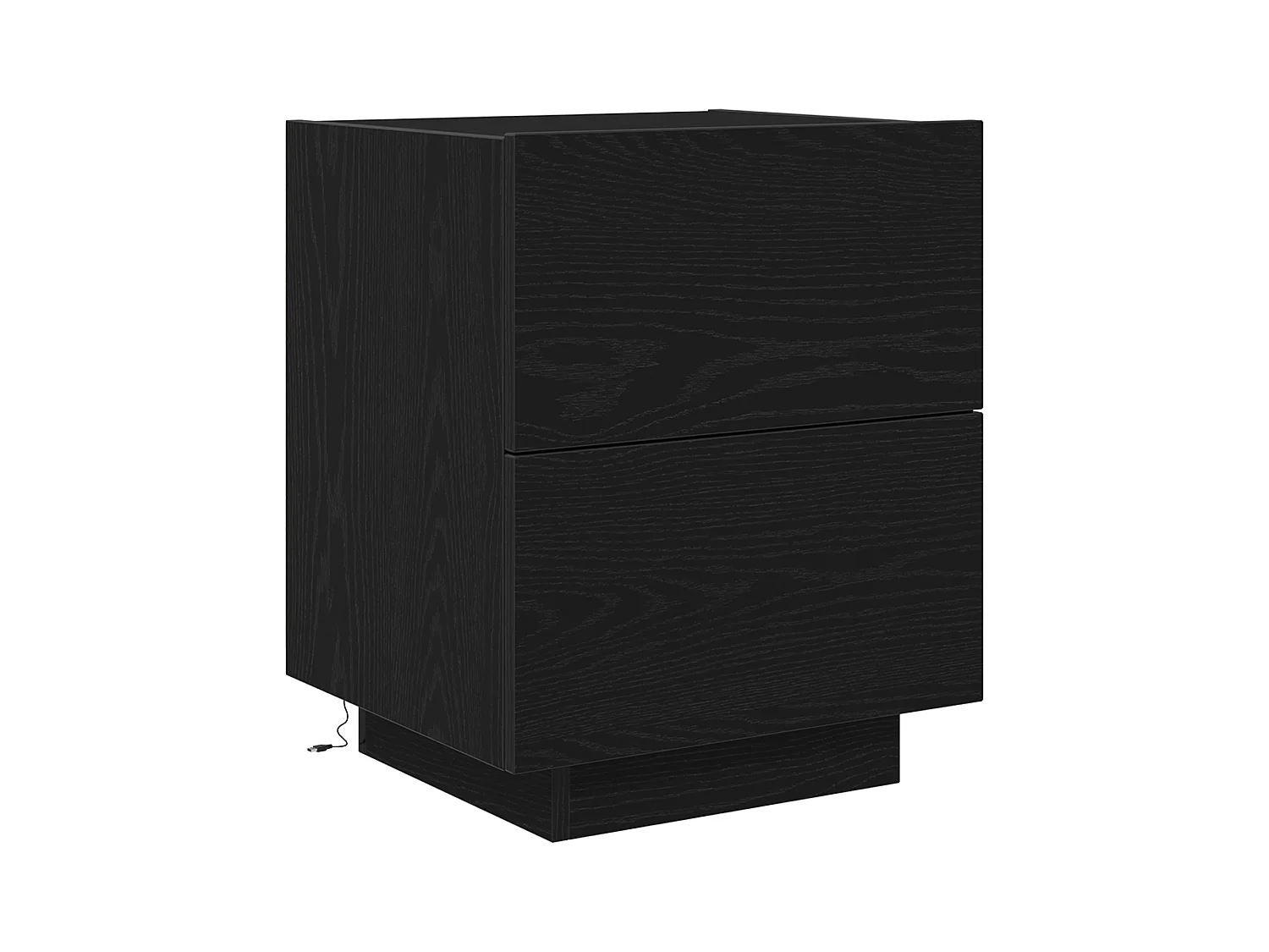 Comodino con luci LED Rovere nero 45x40x55 cm