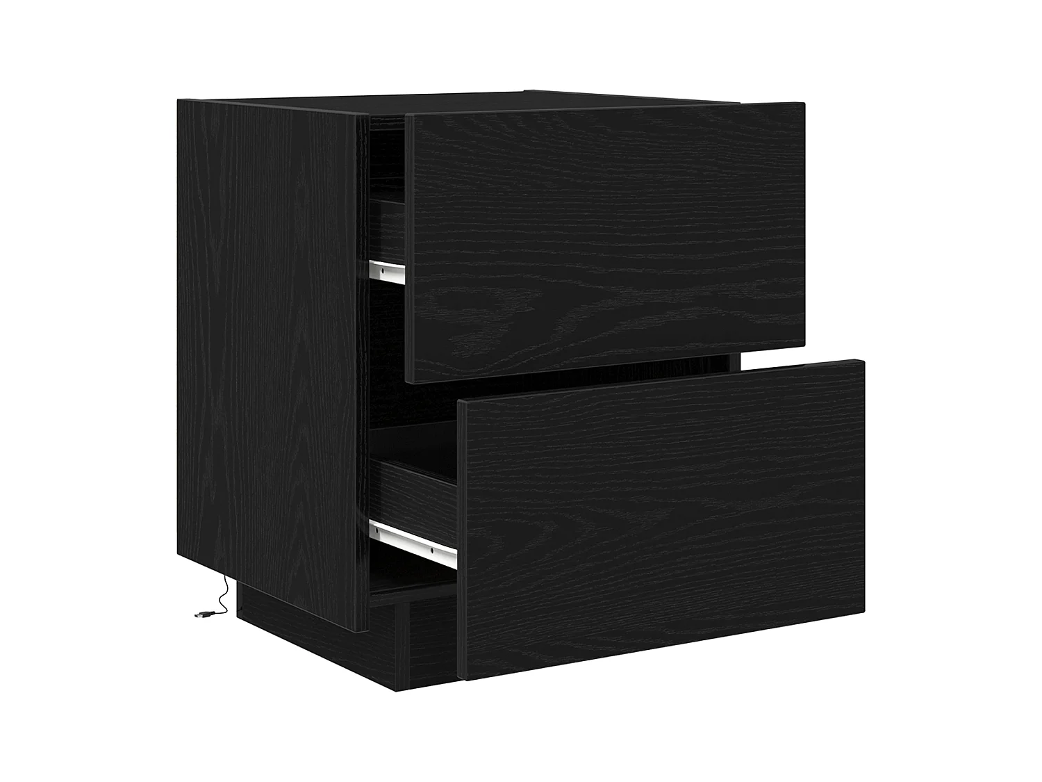 Comodino con luci LED Rovere nero 45x40x55 cm