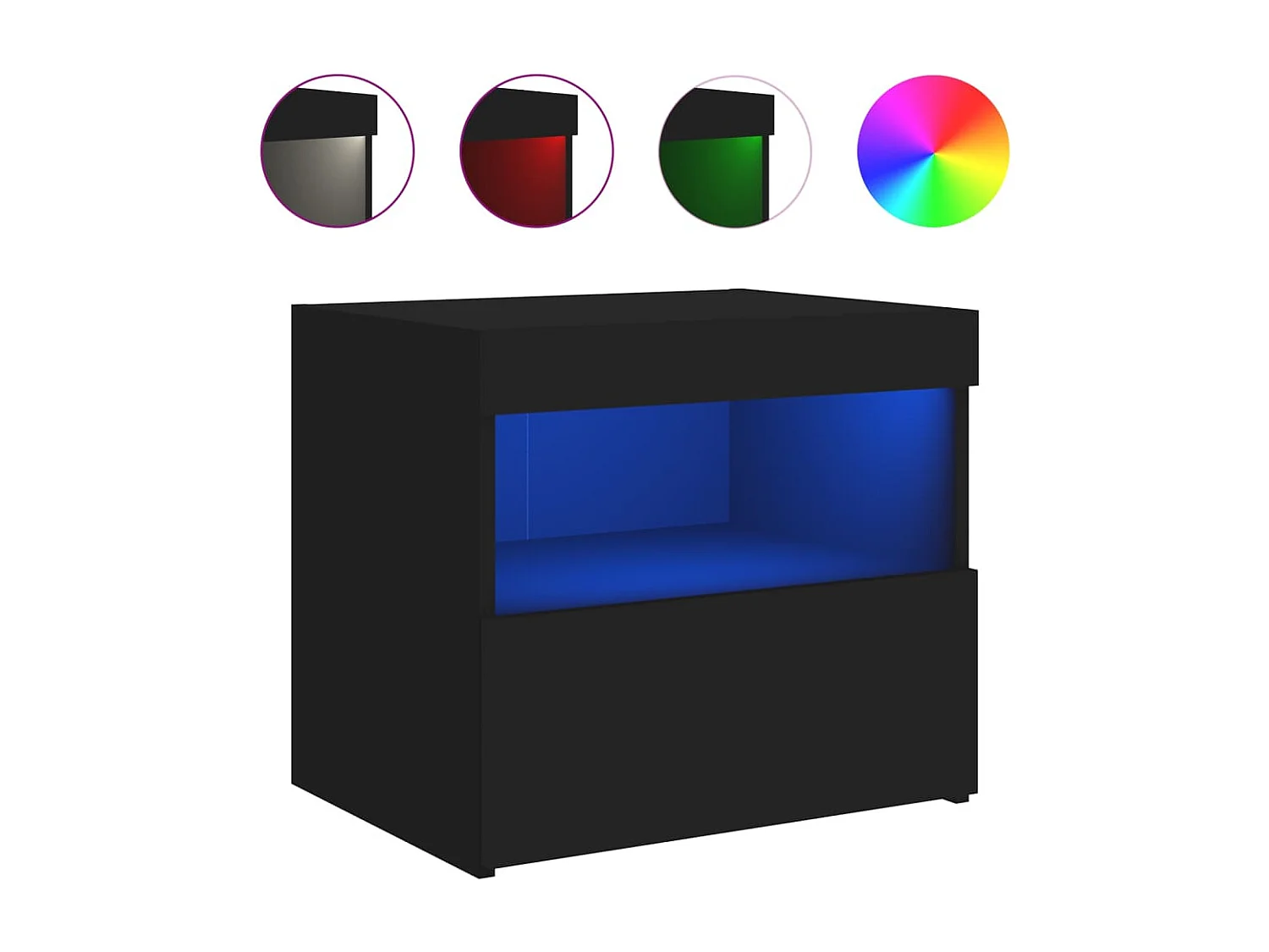 Table de chevet avec lumières LED noir 50x40x45 cm