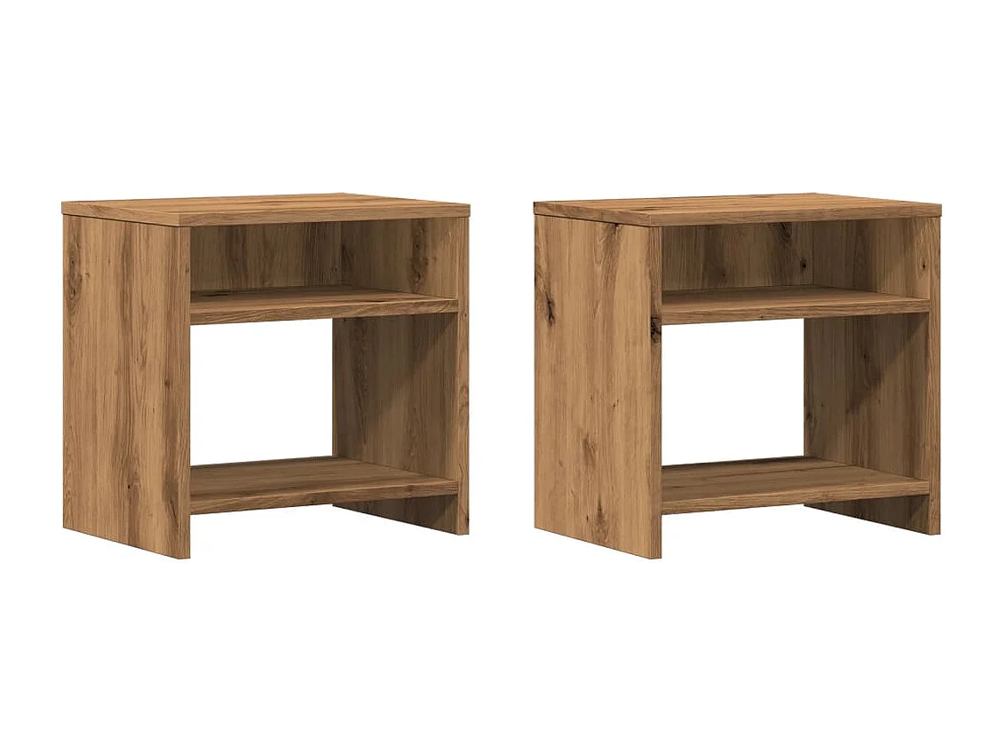 Comodini da 2 pezzi in legno di rovere lavorato a mano