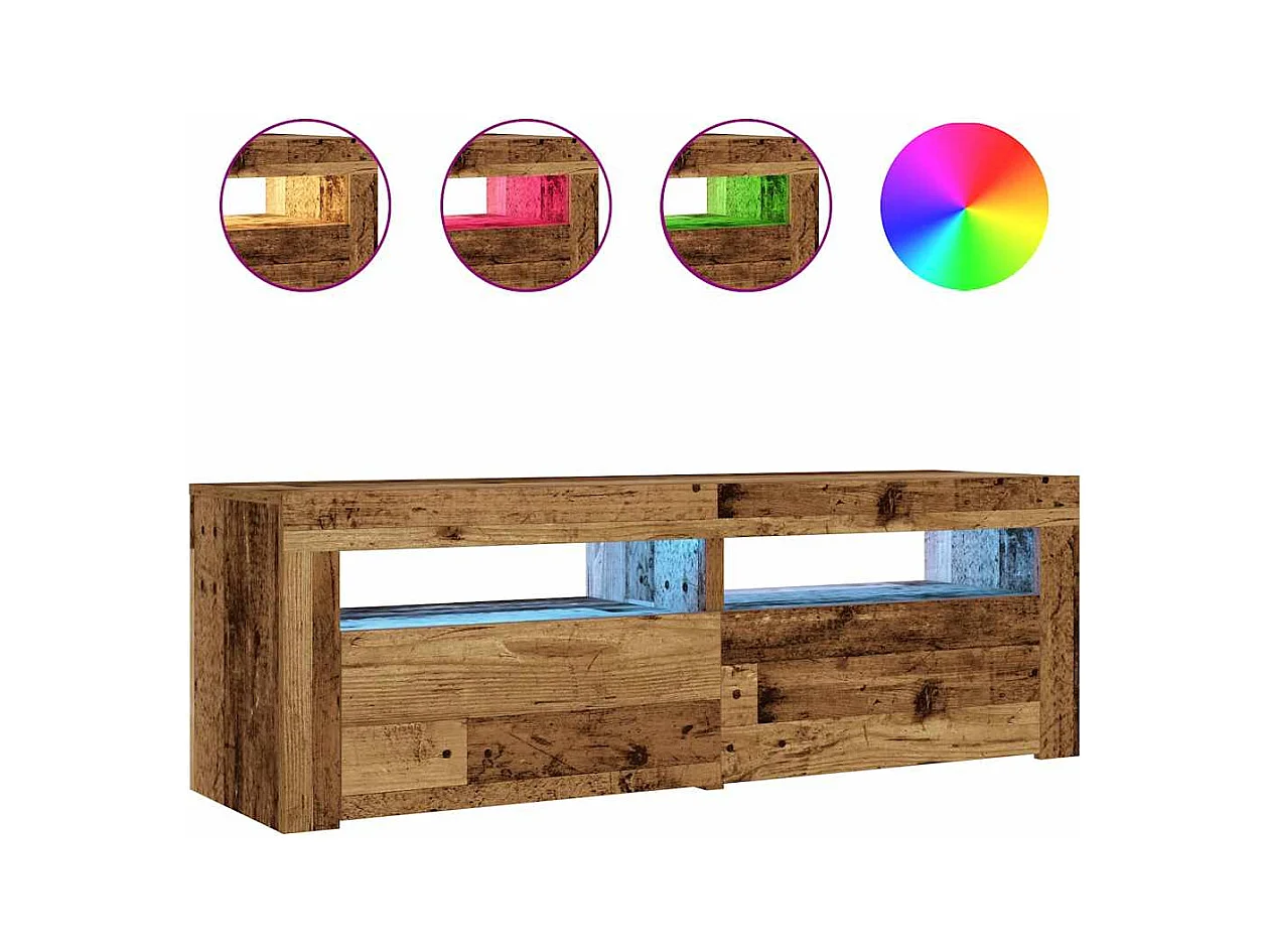 Tables de chevet 2 pcs avec LED vieux bois 60x35x40 cm