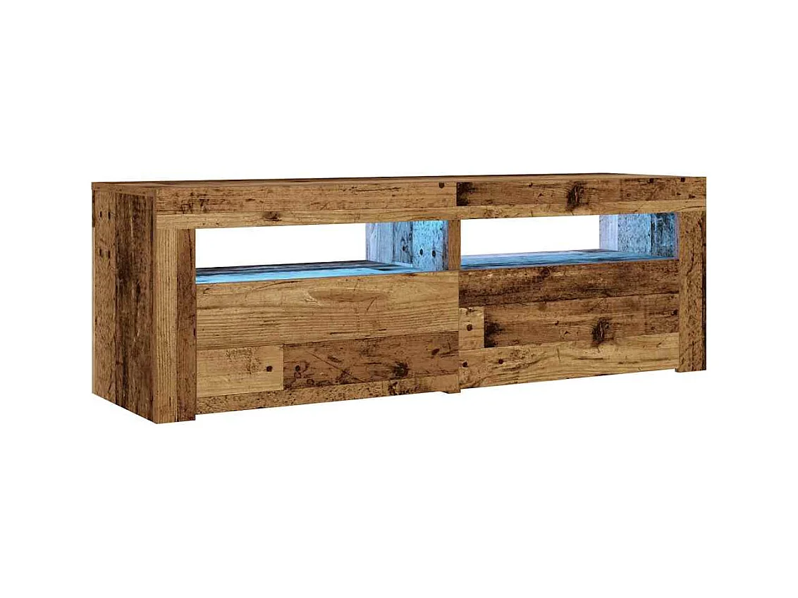 Tables de chevet 2 pcs avec LED vieux bois 60x35x40 cm