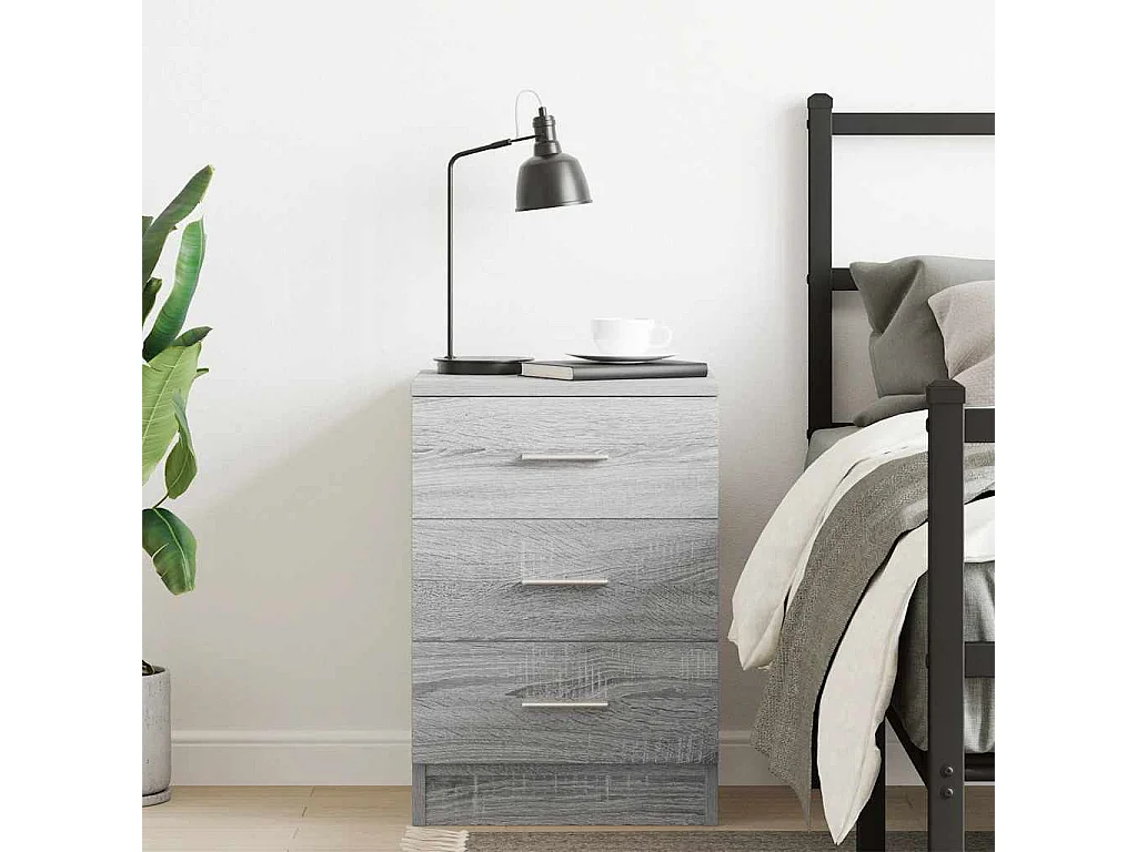 Comodino Sonoma Grey 38x35x56 cm in legno ingegnerizzato