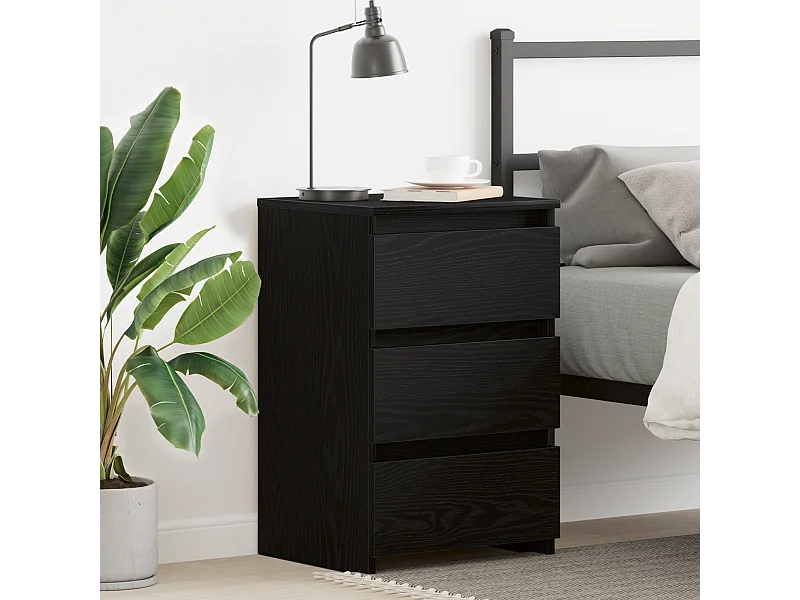 Table de chevet noire en chêne, 40x35x62,5 cm en bois conçu