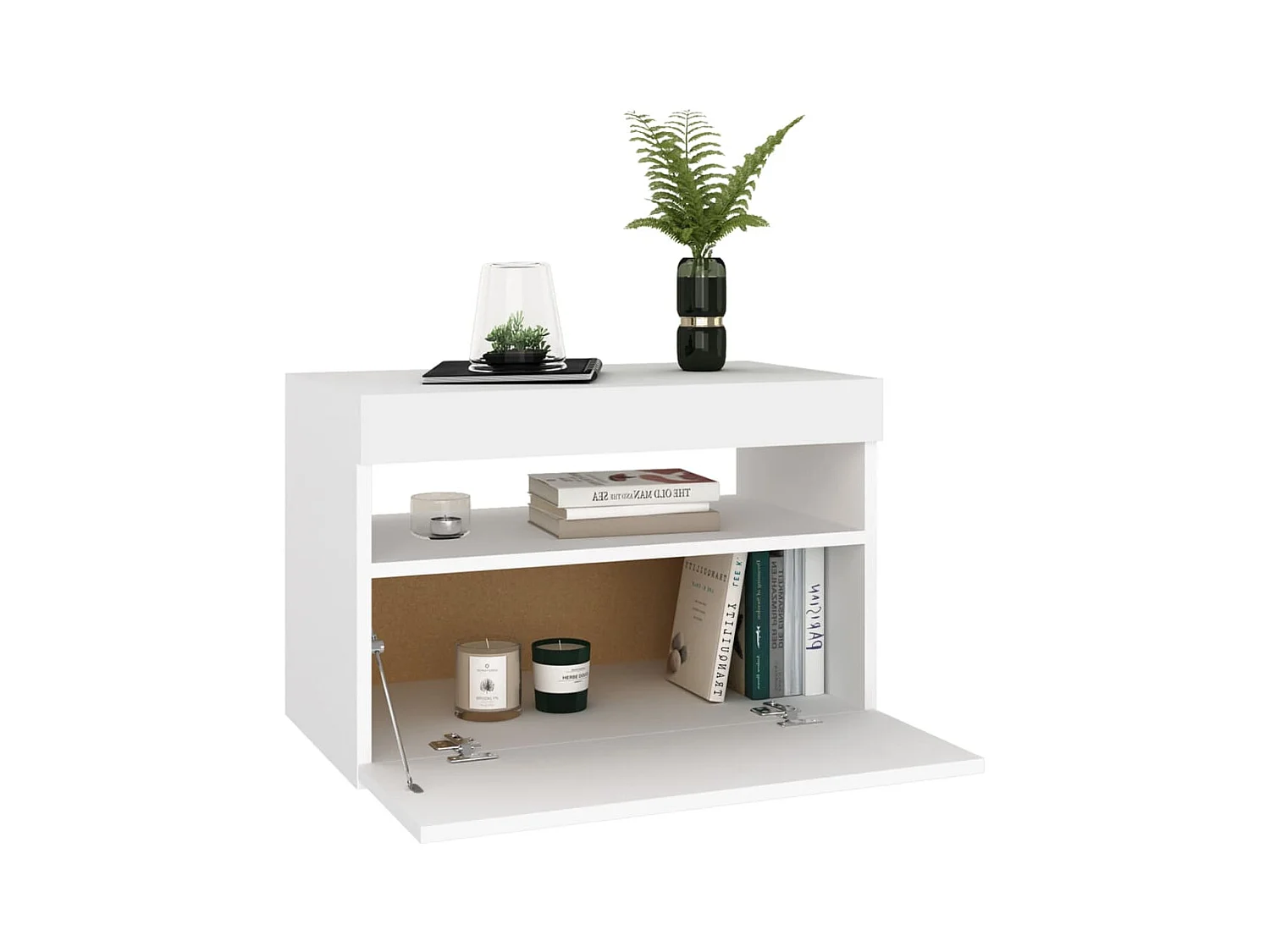 Comodini con luci LED 2 pz bianchi 60x35x40 cm