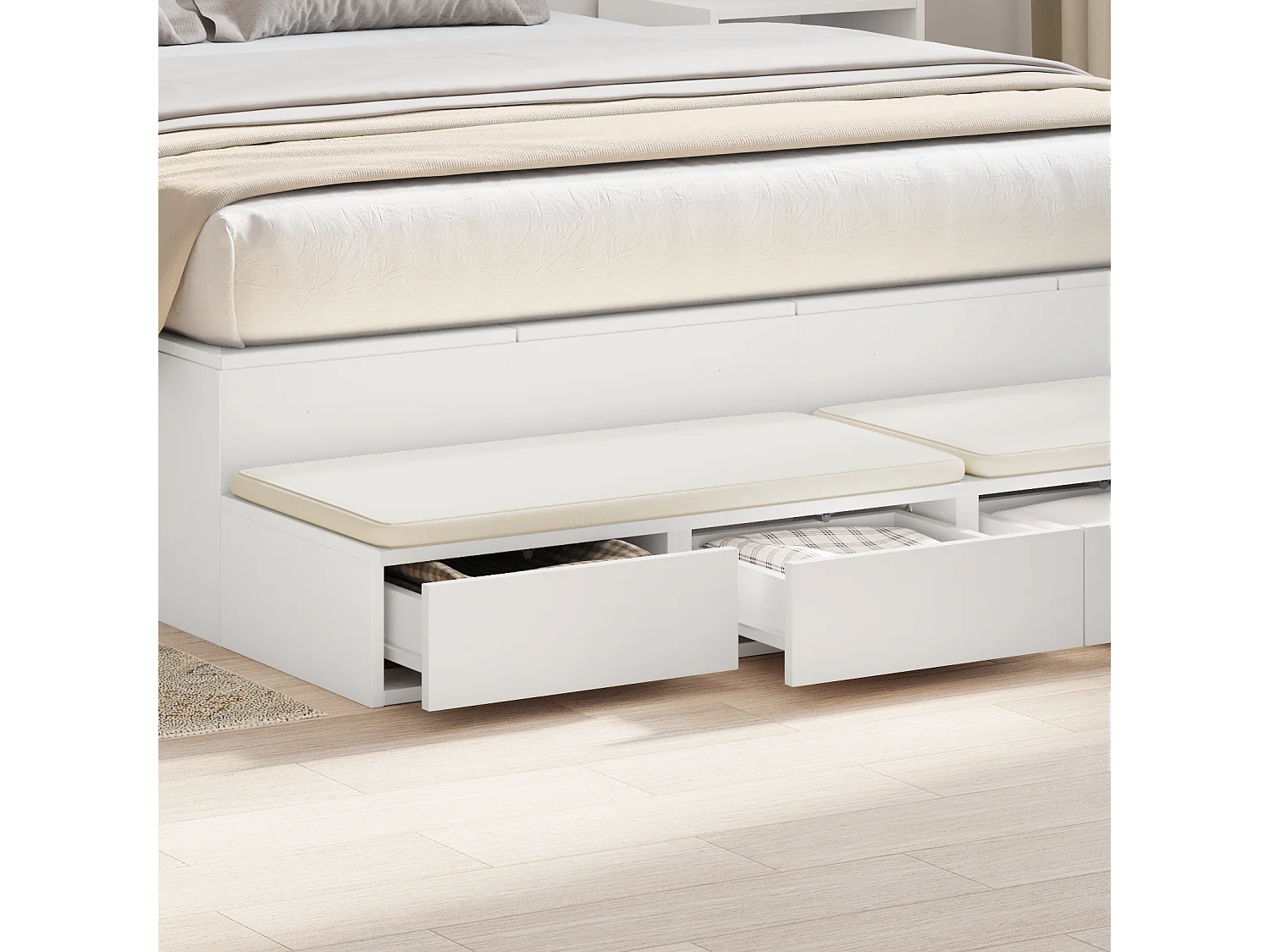 Tiroirs de lit Blanc 140x36,5x16,5 cm Bois reconstitué