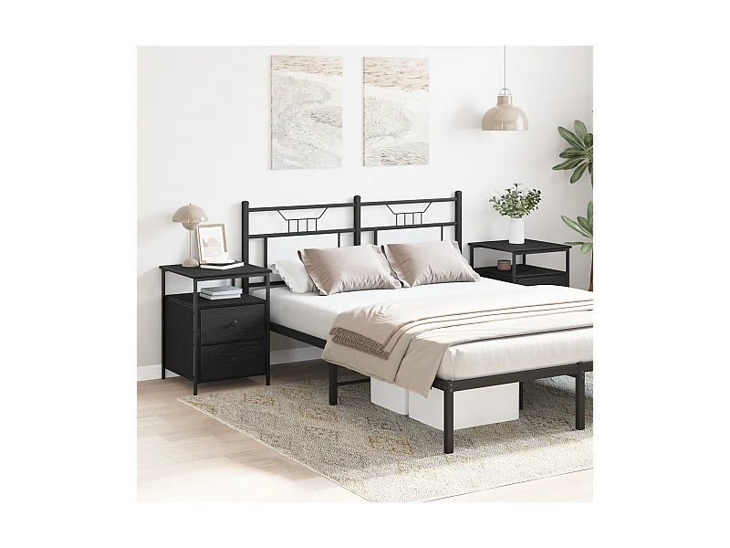 Comodini 2 pz Rovere nero 44x45x60 cm Legno composito