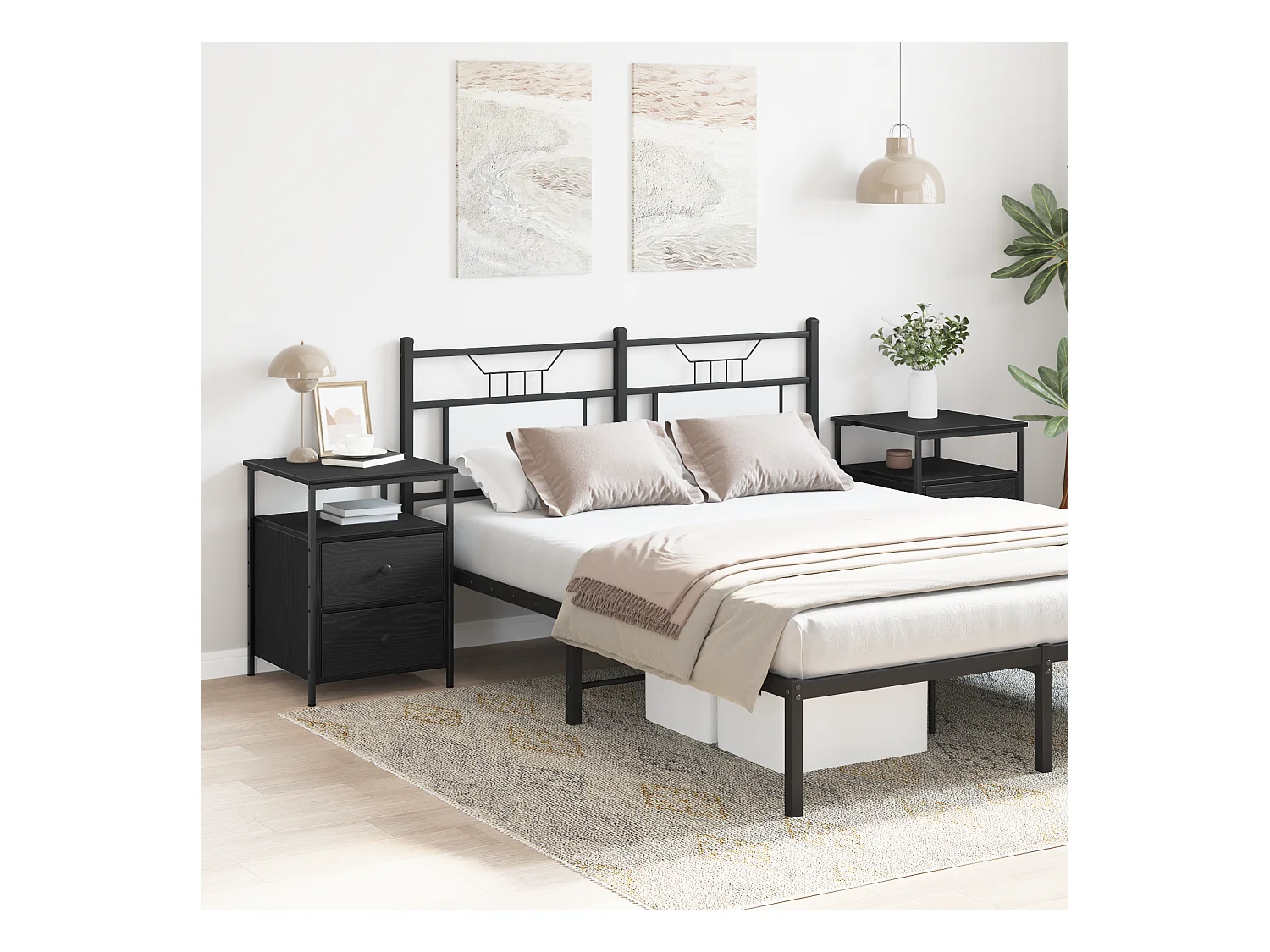 Comodini 2 pz Rovere nero 44x45x60 cm Legno composito