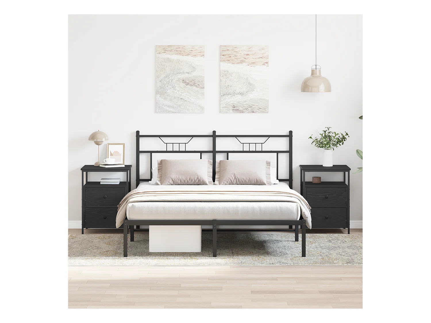 Comodini 2 pz Rovere nero 44x45x60 cm Legno composito