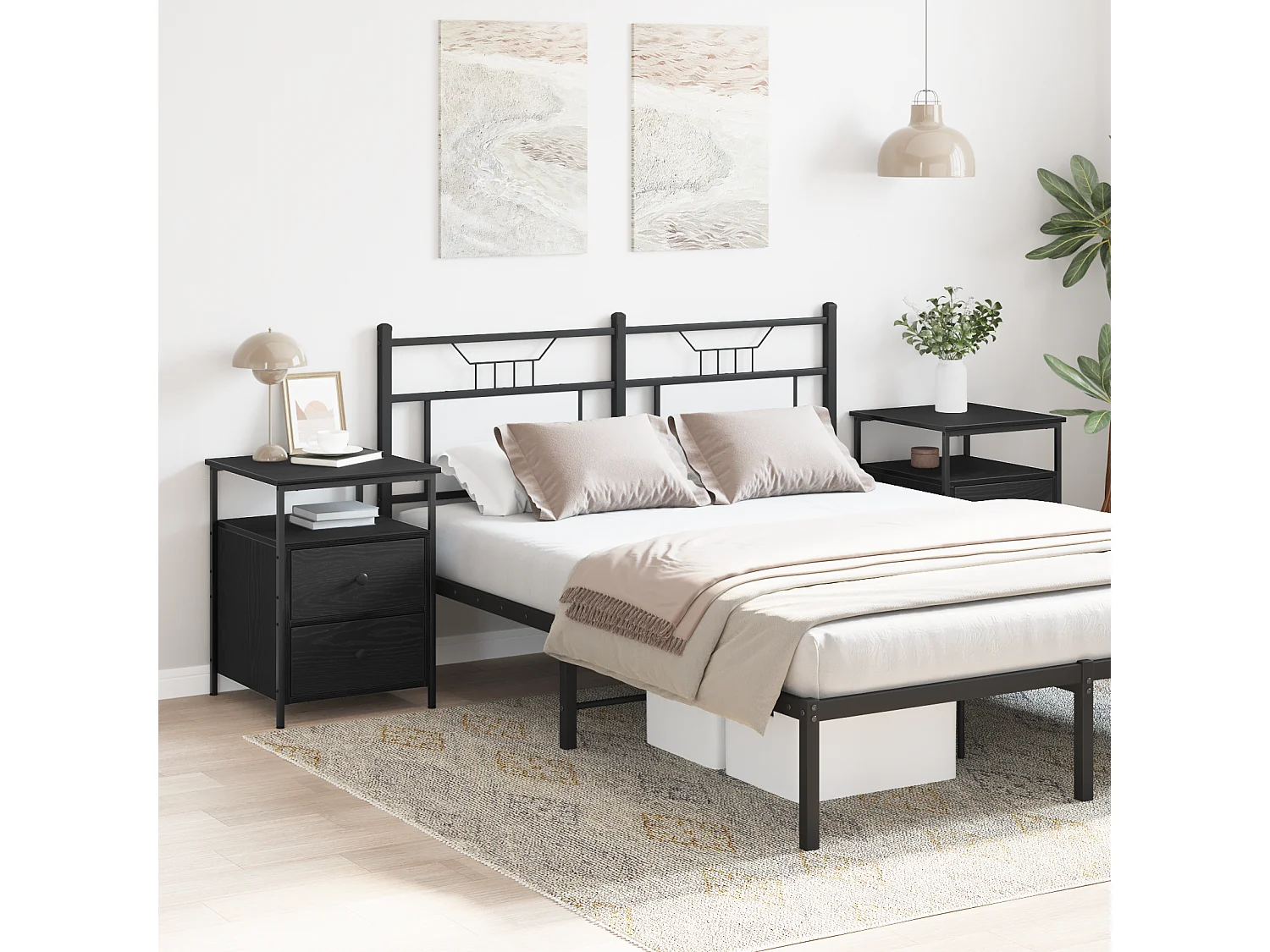 Tables de chevet 2 pcs Chêne noir 44x45x60 cm Bois d'ingénierie