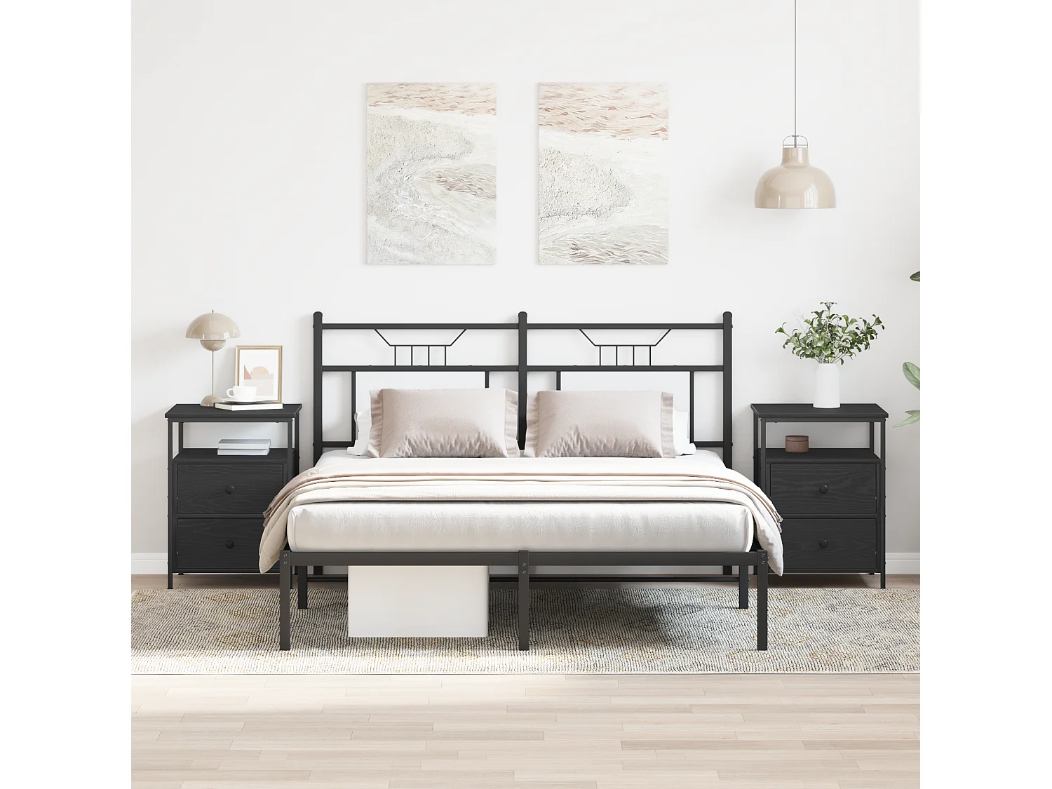 Tables de chevet 2 pcs Chêne noir 44x45x60 cm Bois d'ingénierie