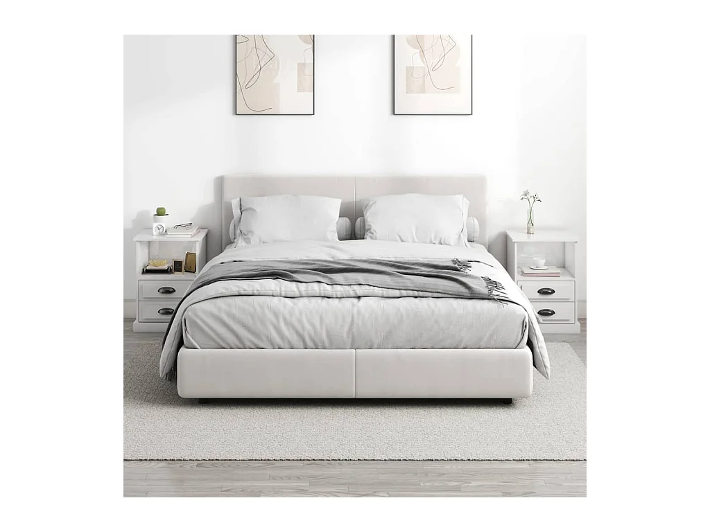 Tables de chevet 2 pcs blanc brillant 43x36x60 cm