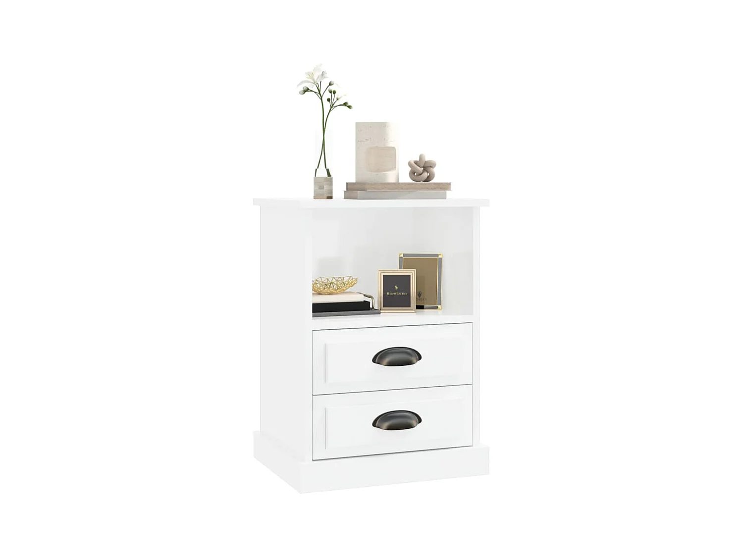 Tables de chevet 2 pcs blanc brillant 43x36x60 cm