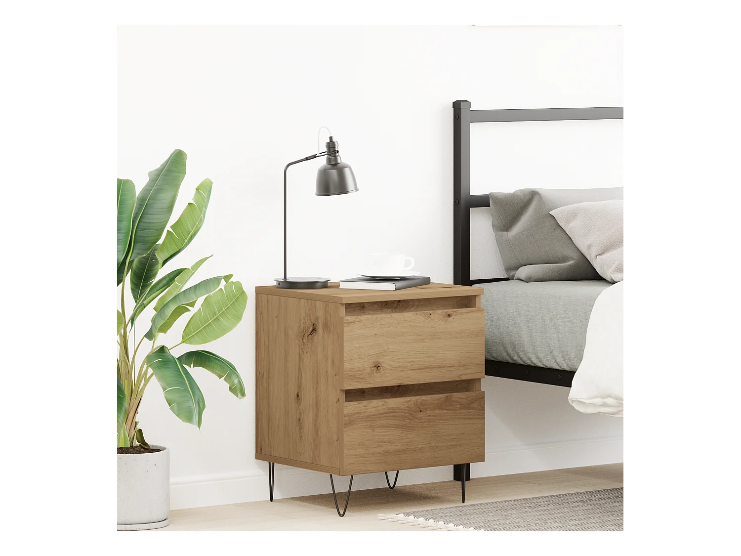 Comodino artigianale in rovere 40x35x50 cm in legno ingegnerizzato