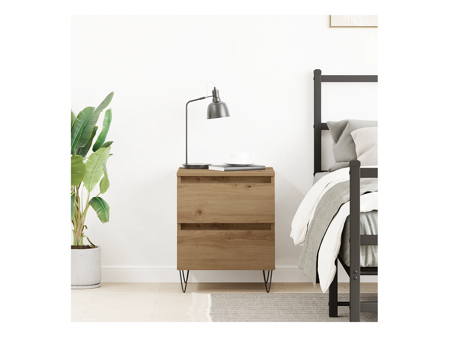 Comodino artigianale in rovere 40x35x50 cm in legno ingegnerizzato