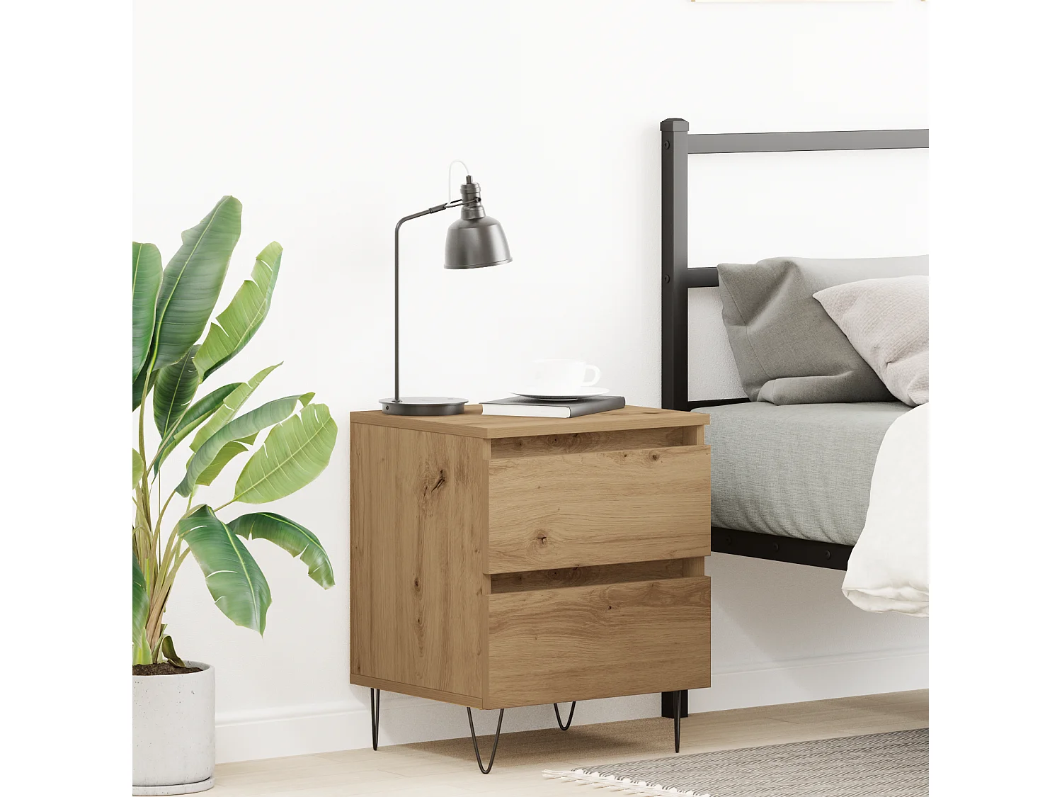 Comodino artigianale in rovere 40x35x50 cm in legno ingegnerizzato