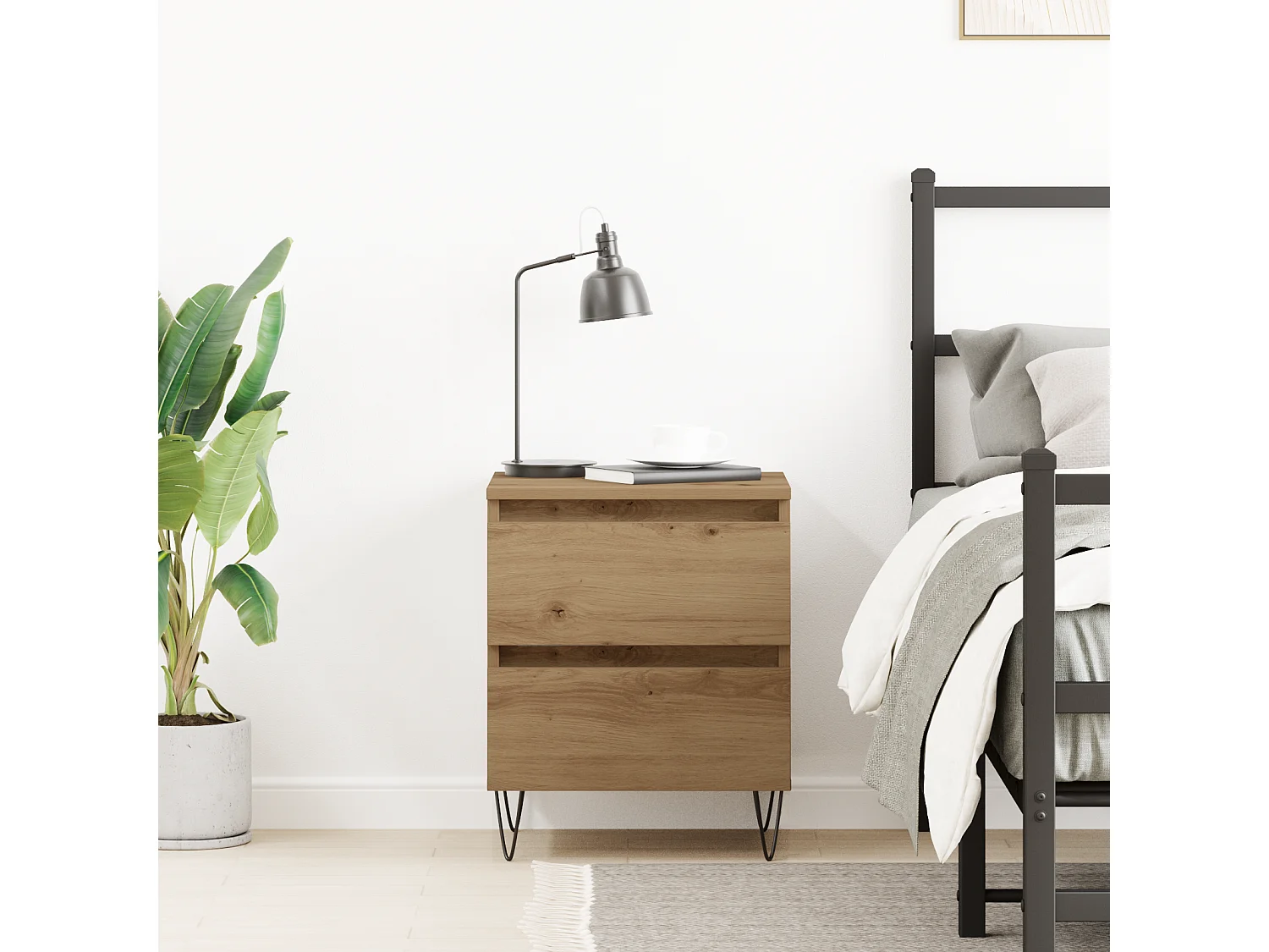 Comodino artigianale in rovere 40x35x50 cm in legno ingegnerizzato