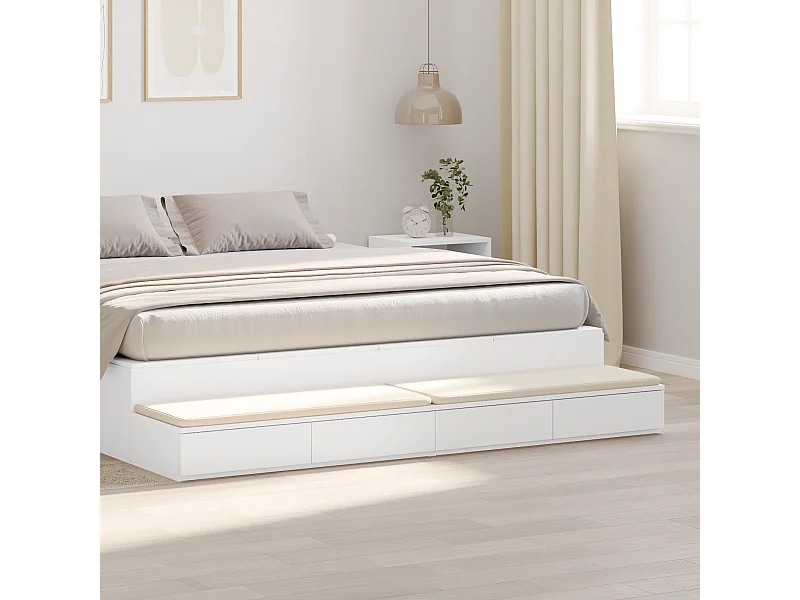 Witte bedlades 180x36,5x16,5 cm van bewerkt hout