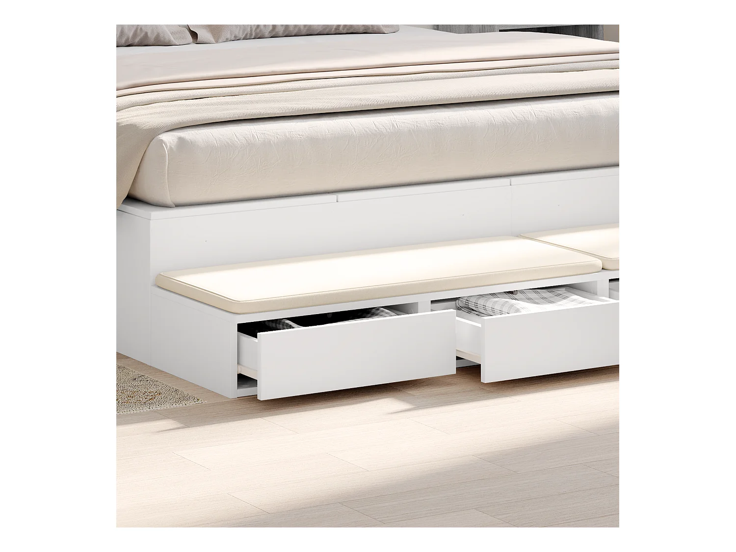 Tiroirs de lit Blanc 180x36,5x16,5 cm en bois d'ingénierie