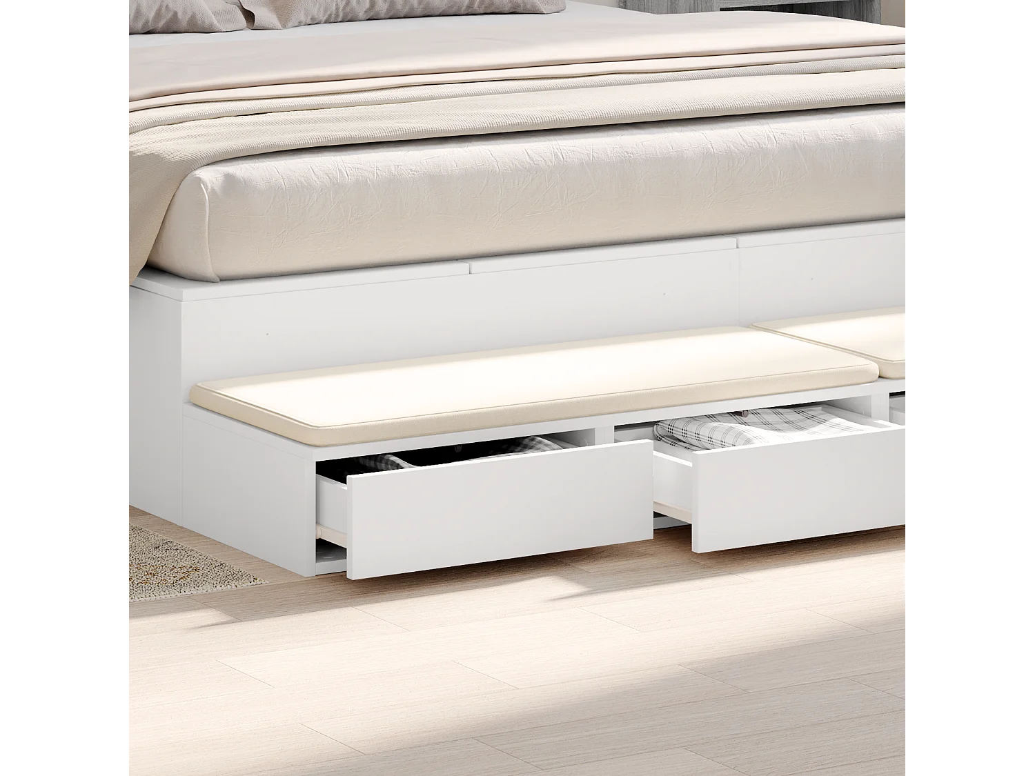 Tiroirs de lit Blanc 180x36,5x16,5 cm en bois d'ingénierie