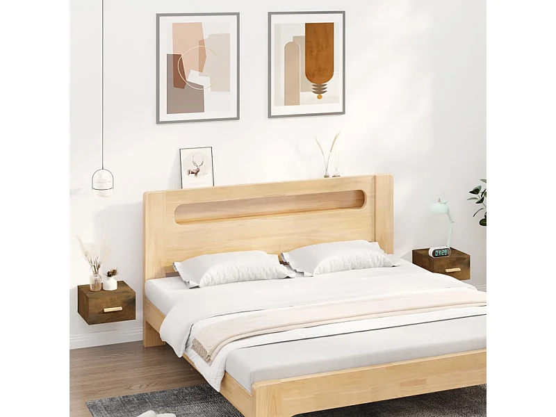 Comodini da parete 2 pz rovere affumicato 35x35x20 cm
