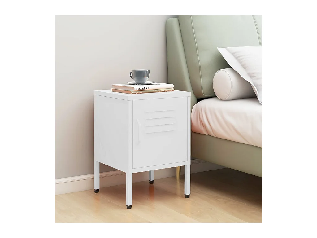 Table de chevet Blanc 35x35x51 cm Acier