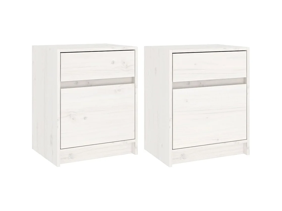 Nachtkastjes 2 stuks Wit 40x31x50 cm Massief grenenhout