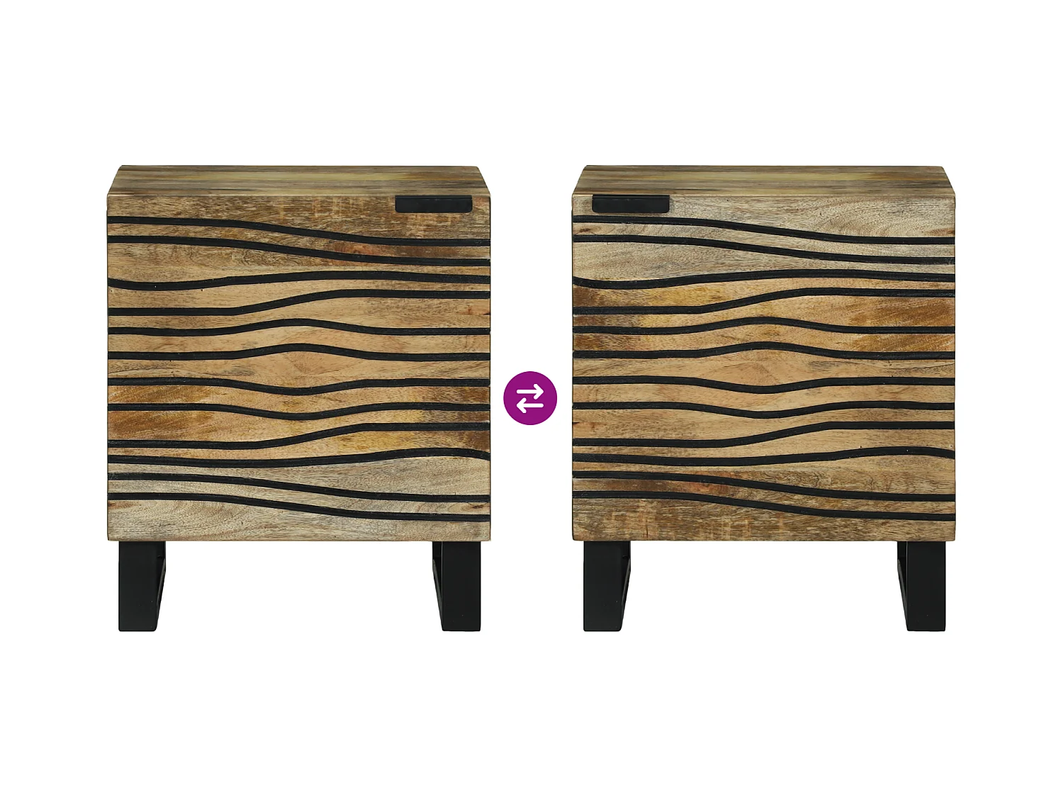 Comodini - 2 pezzi, 40x33,5x46 cm, legno massello di mango