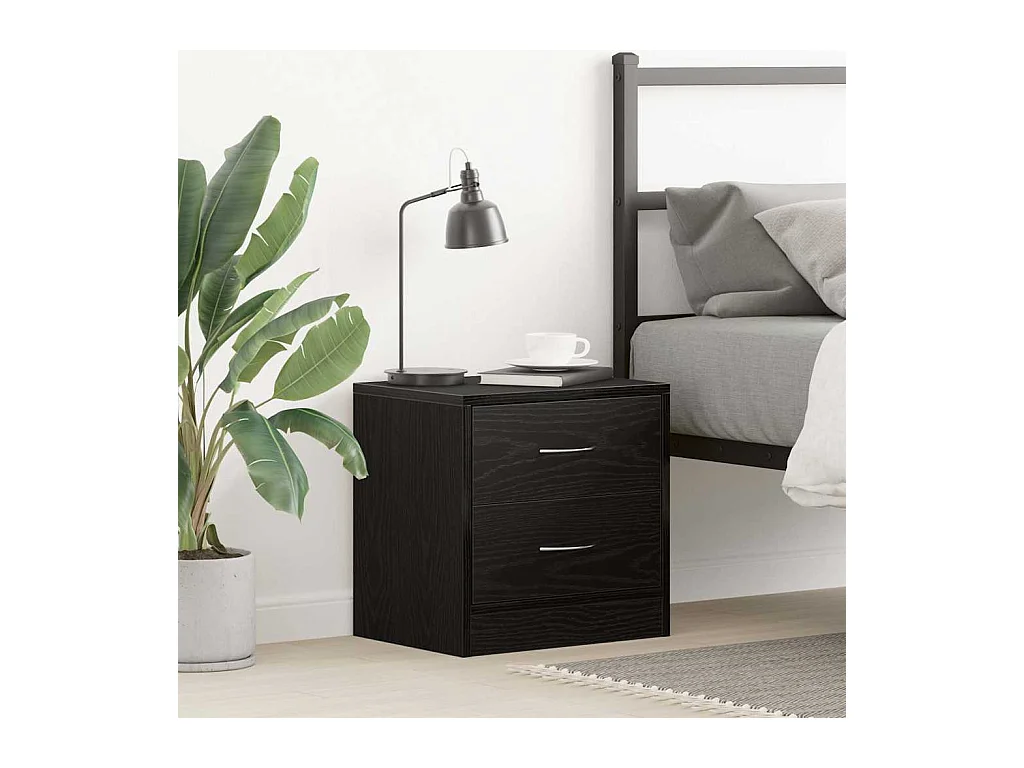 Comodino in rovere nero 40x30x40 cm in legno ingegnerizzato