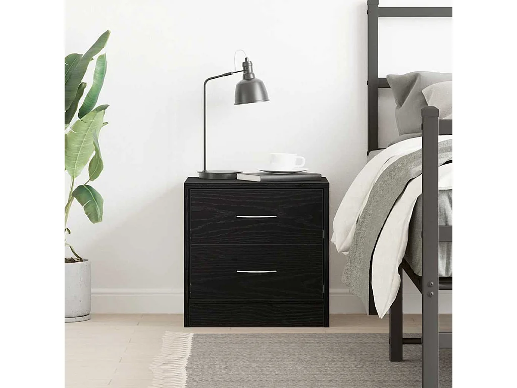 Comodino in rovere nero 40x30x40 cm in legno ingegnerizzato