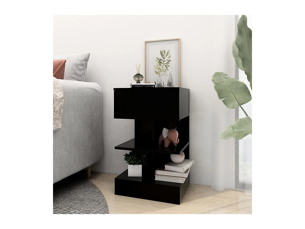 Nachtkastje Zwart 40x35x65 cm Bewerkt hout