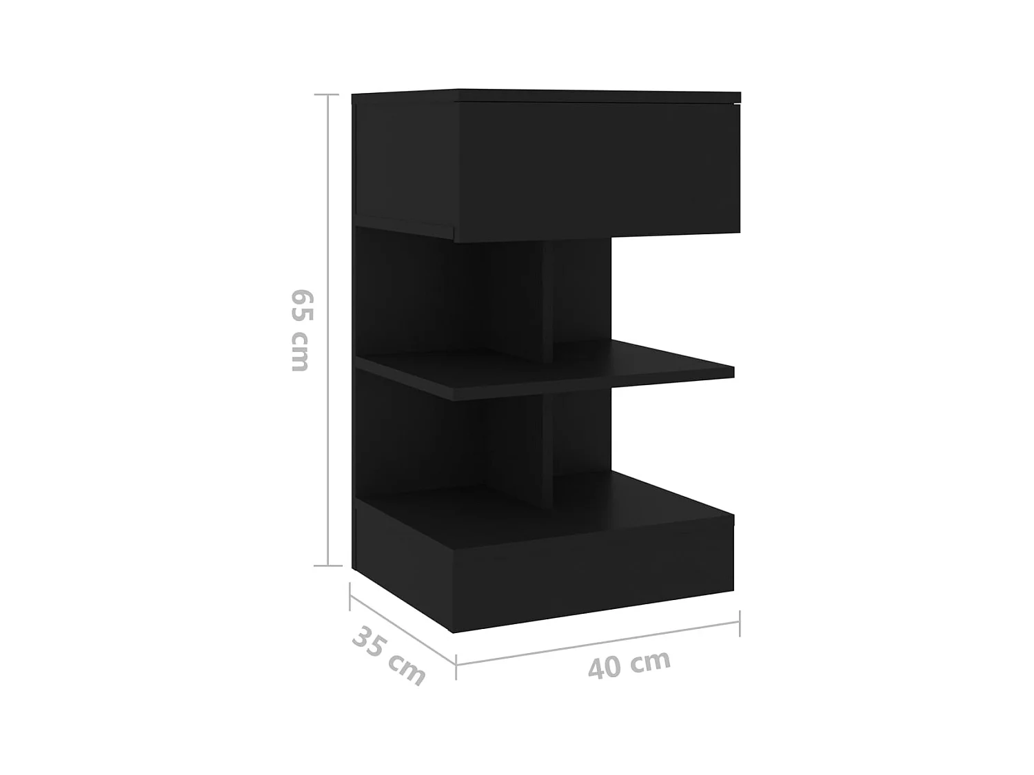 Nachtkastje Zwart 40x35x65 cm Bewerkt hout