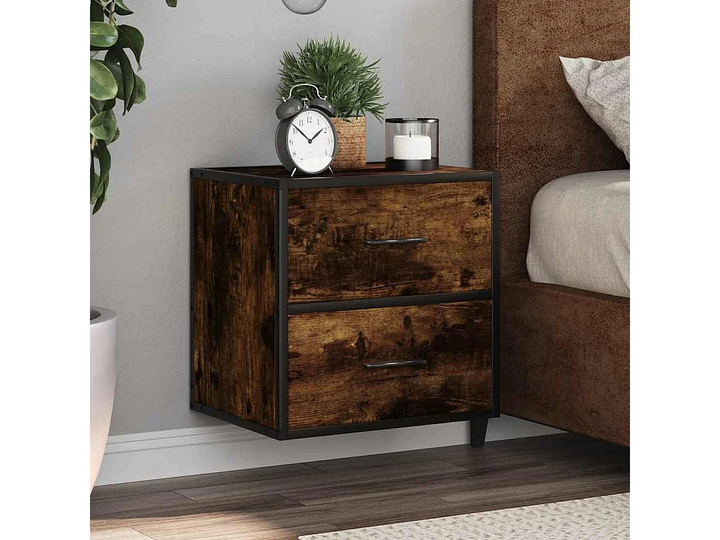 Wandnachtkastjes 2 stuks Gerookt eikenhout 40x31x39,5 cm