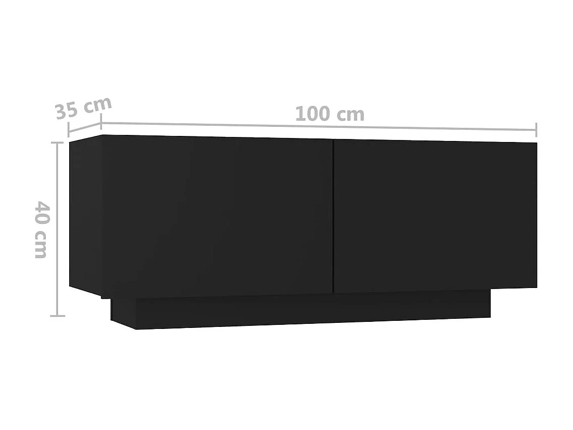 Comodino nero 100x35x40 cm in legno ingegnerizzato