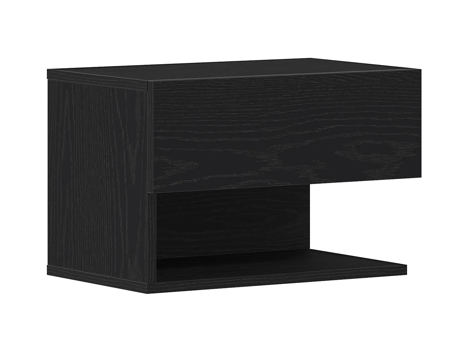 Zwarte wandnachtkastje van spaanplaat