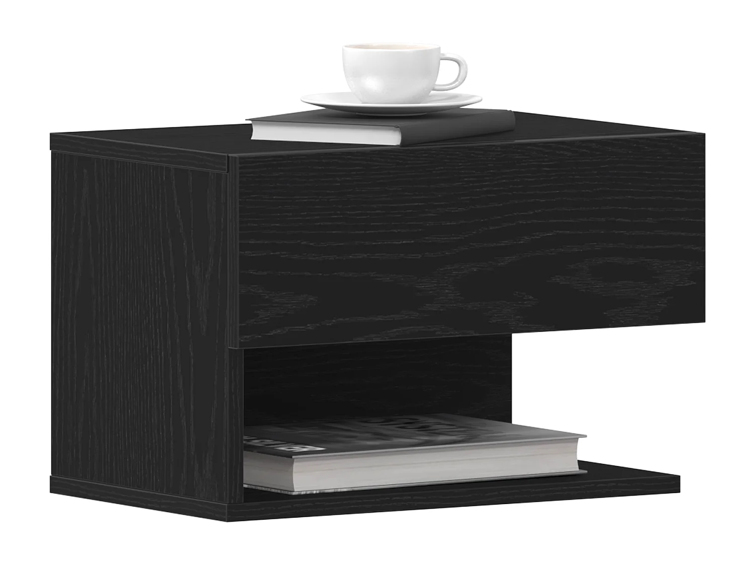 Table de chevet murale en bois noir aggloméré