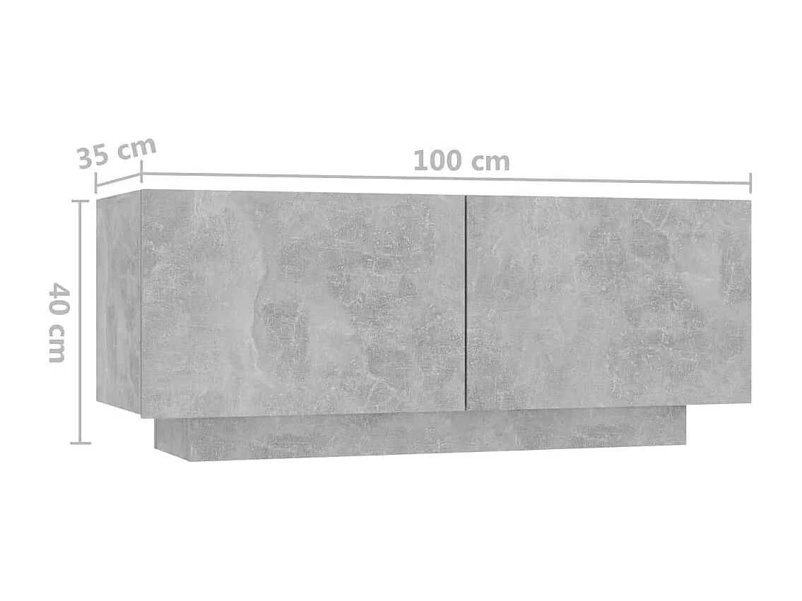 Comodino grigio cemento 100x35x40 cm in legno ingegnerizzato