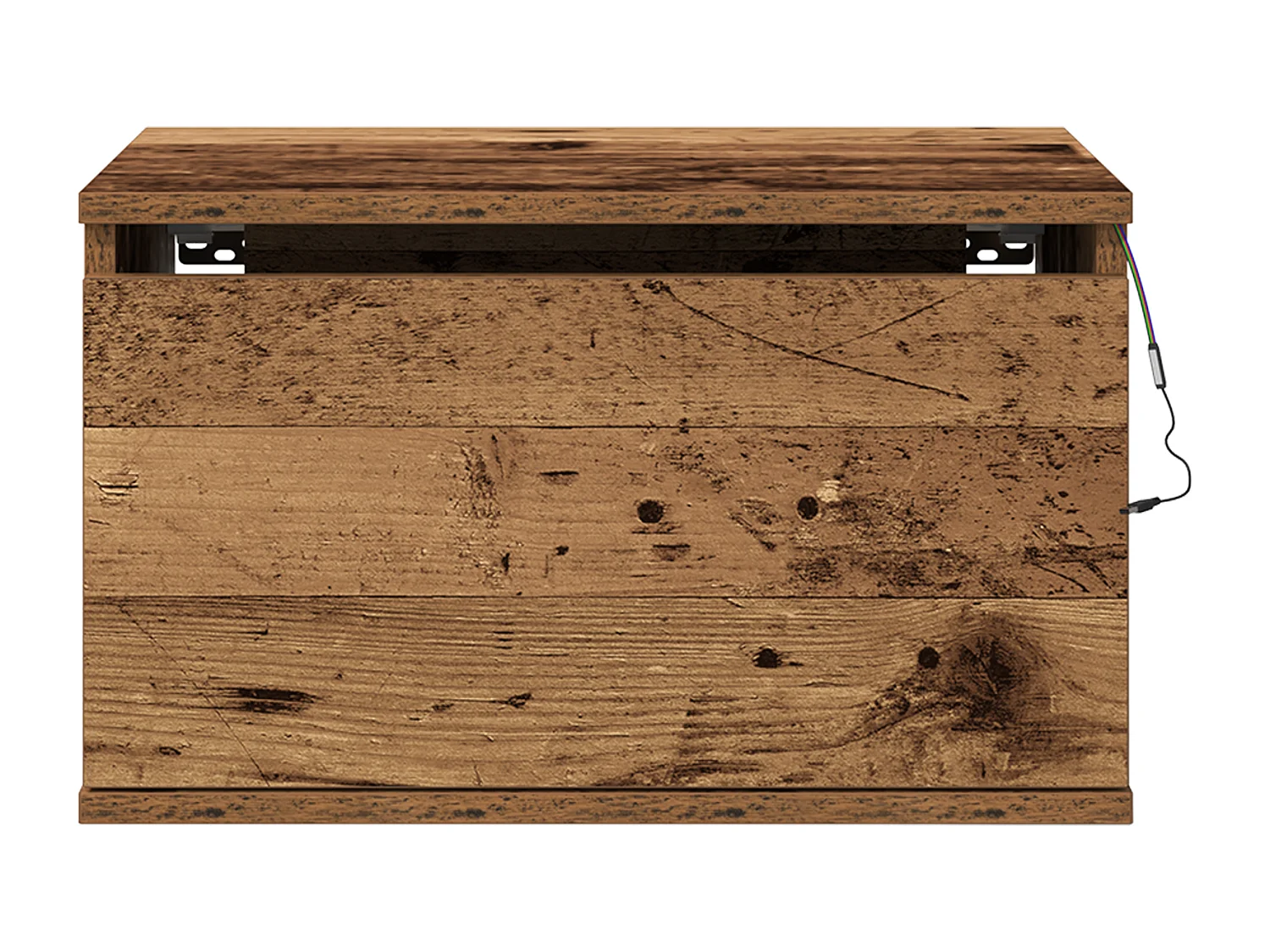 Table de chevet avec éclairage LED monté au mur en bois ancien 50x36x30 cm