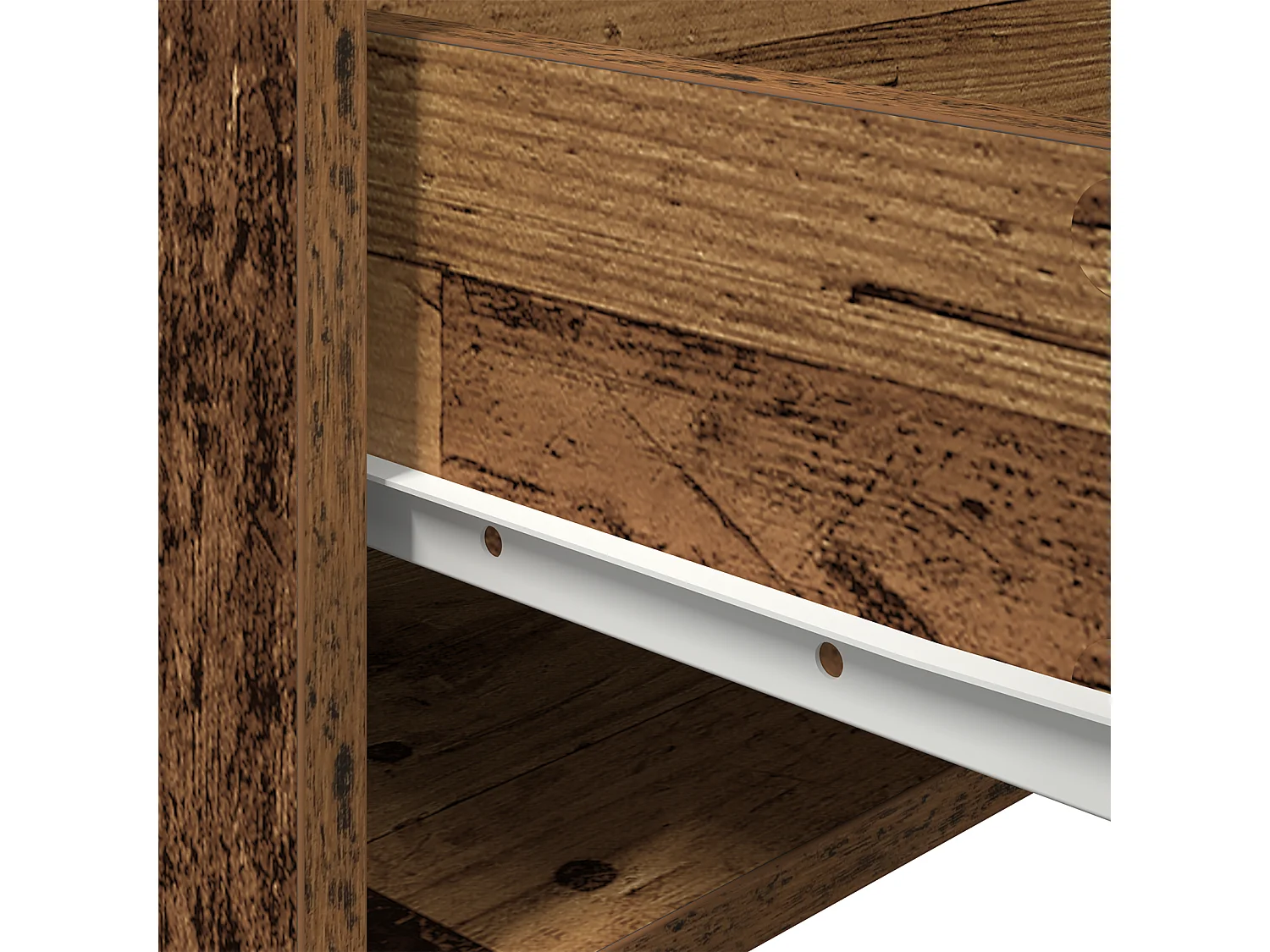 Table de chevet avec éclairage LED monté au mur en bois ancien 50x36x30 cm