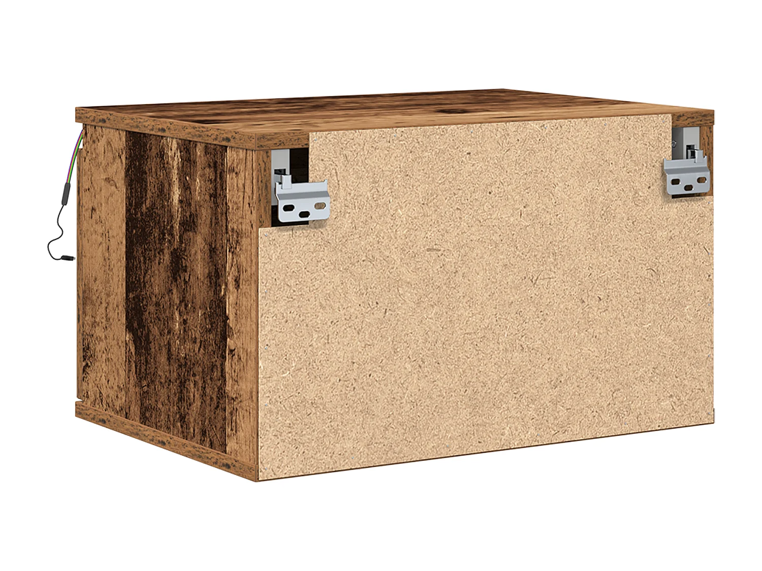 Table de chevet avec éclairage LED monté au mur en bois ancien 50x36x30 cm