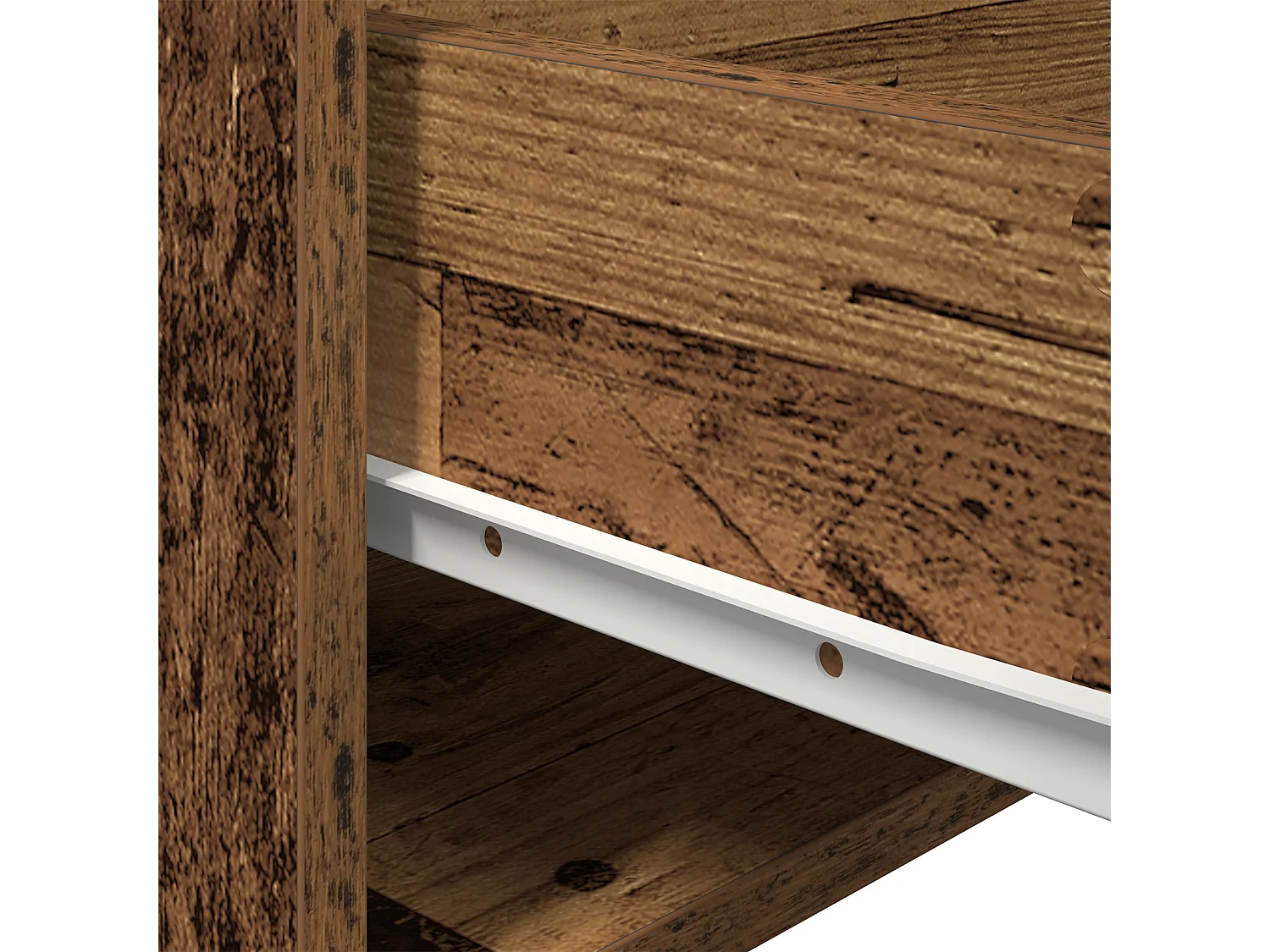 Table de chevet avec éclairage LED monté au mur en bois ancien 50x36x30 cm