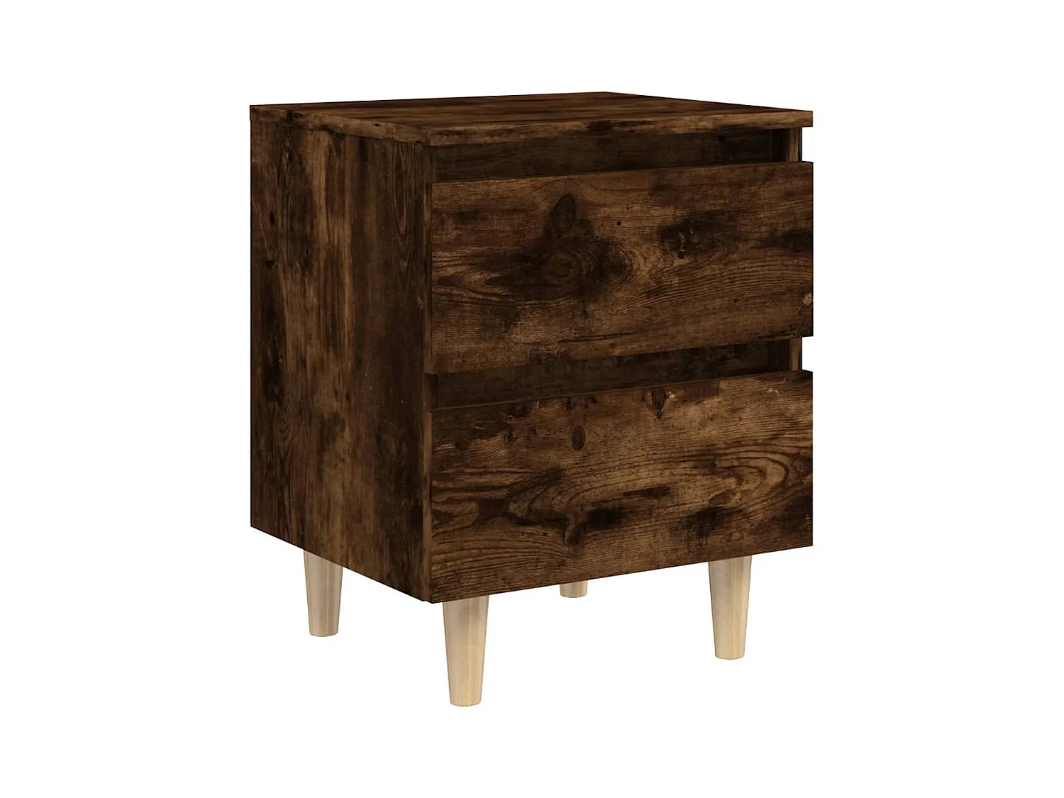 Tables de chevet et pieds en bois 2 pcs Chêne fumé 40x35x50 cm