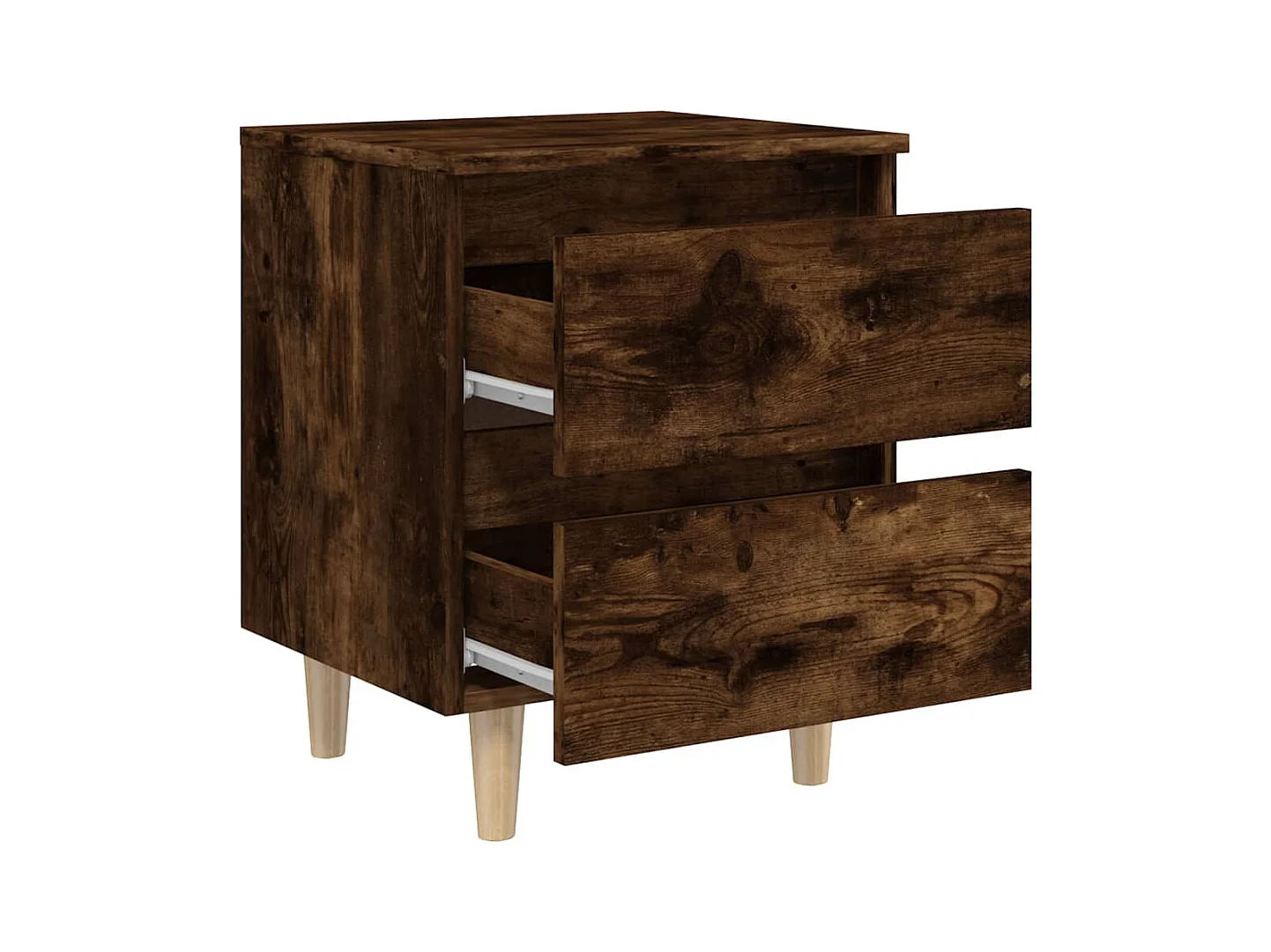 Tables de chevet et pieds en bois 2 pcs Chêne fumé 40x35x50 cm