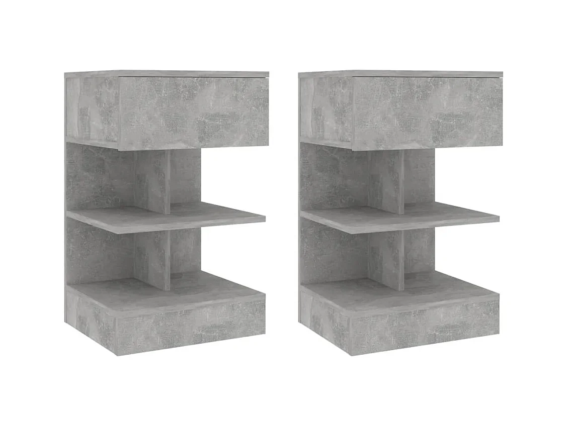Tables de chevet 2 pcs Gris béton 40x35x65 cm