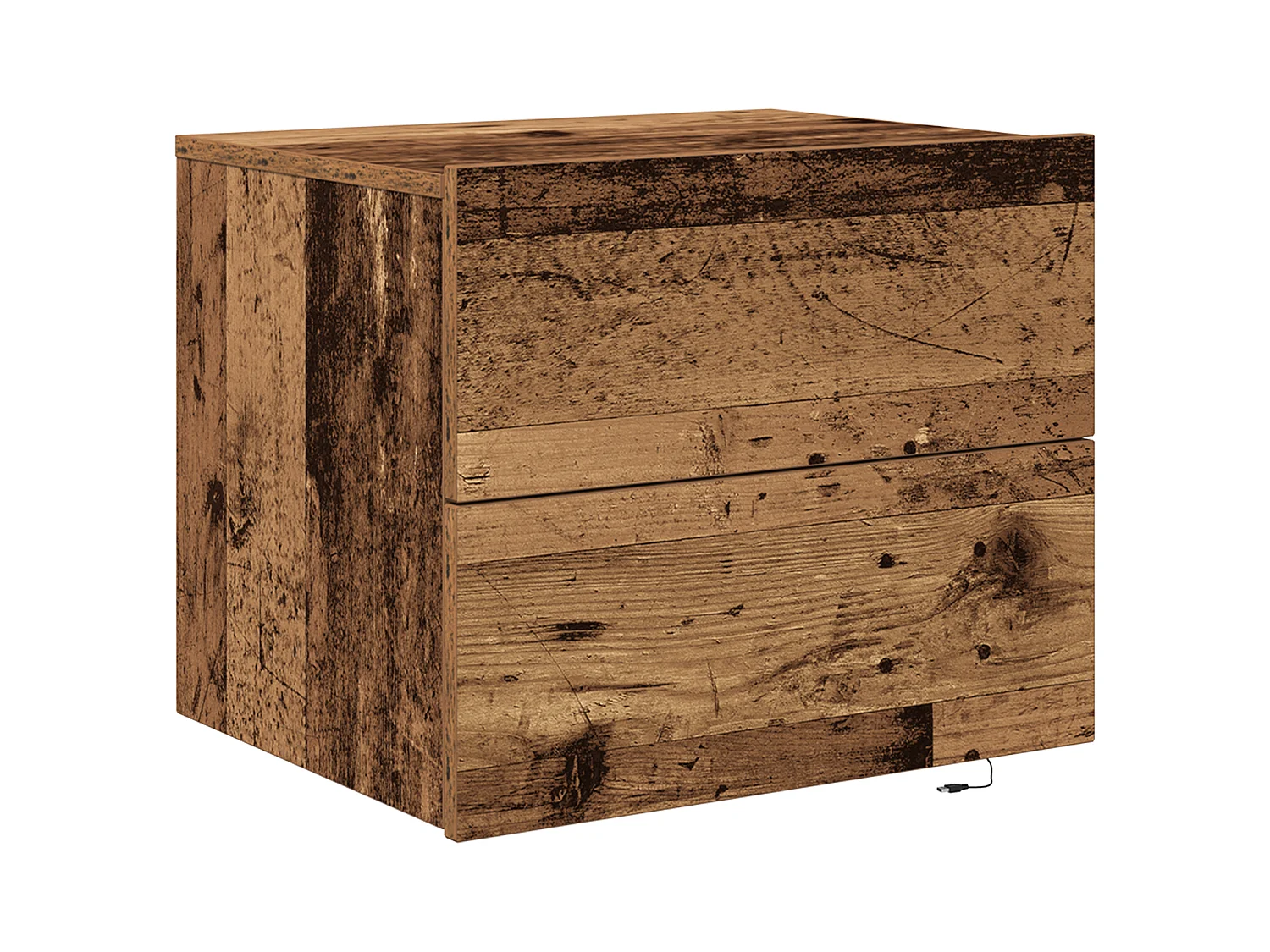 Armoire de nuit avec LED montée au mur en vieux bois 50x39x41 cm