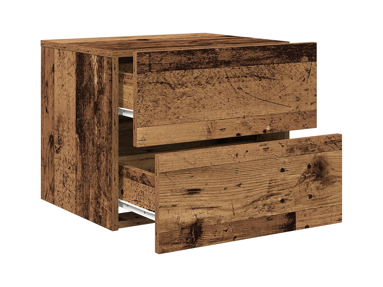 Armoire de nuit avec LED montée au mur en vieux bois 50x39x41 cm