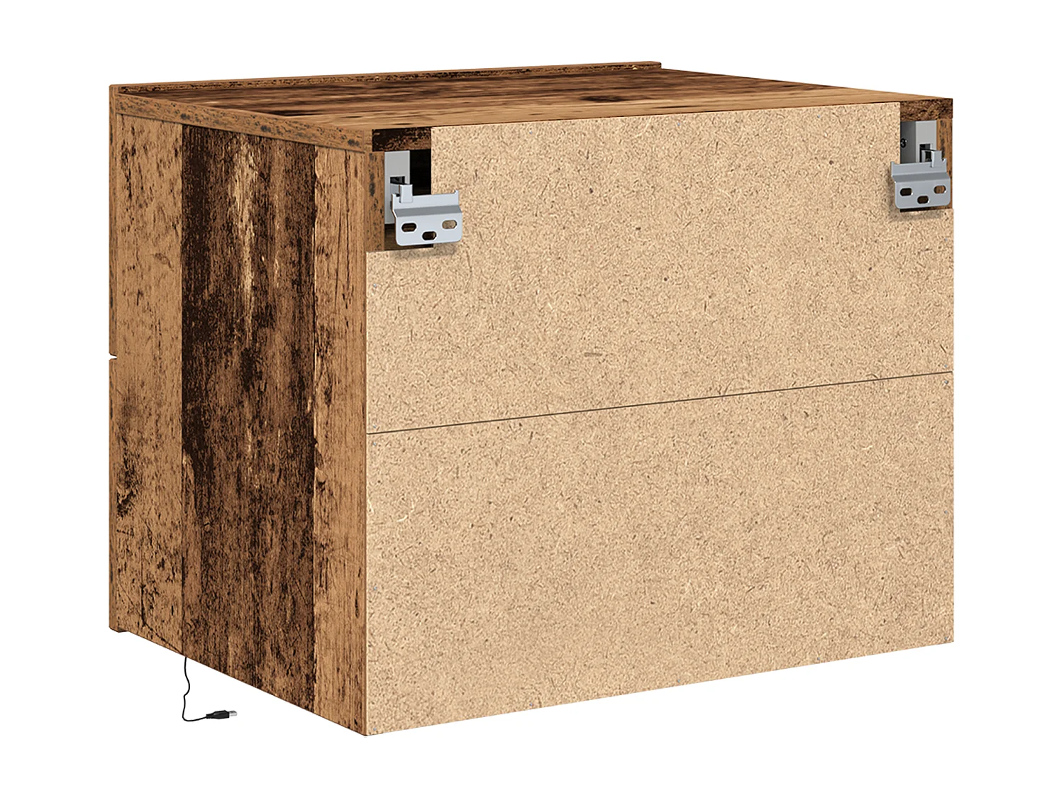 Armoire de nuit avec LED montée au mur en vieux bois 50x39x41 cm