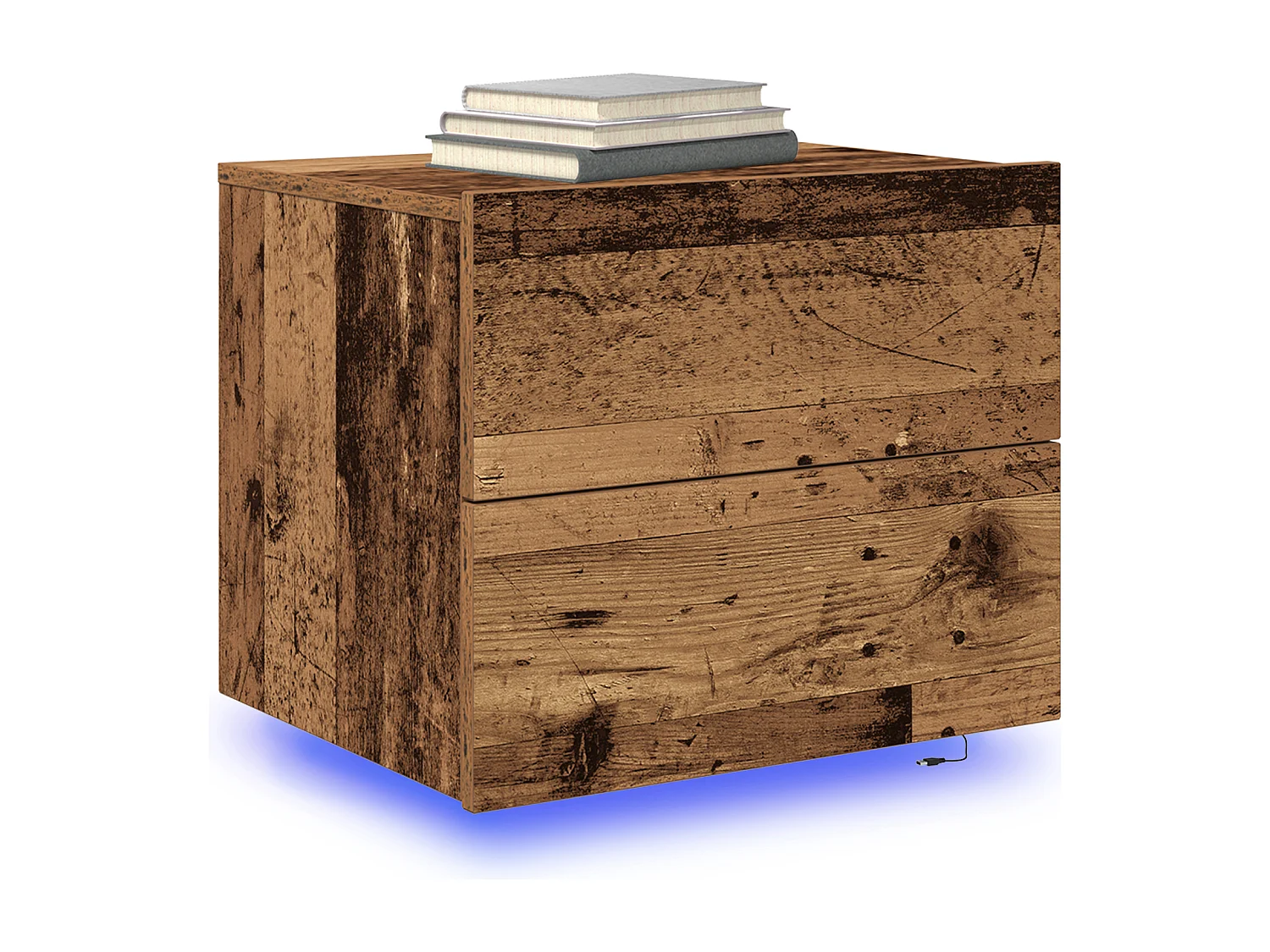 Comodino con LED a parete in legno vecchio 50x39x41 cm
