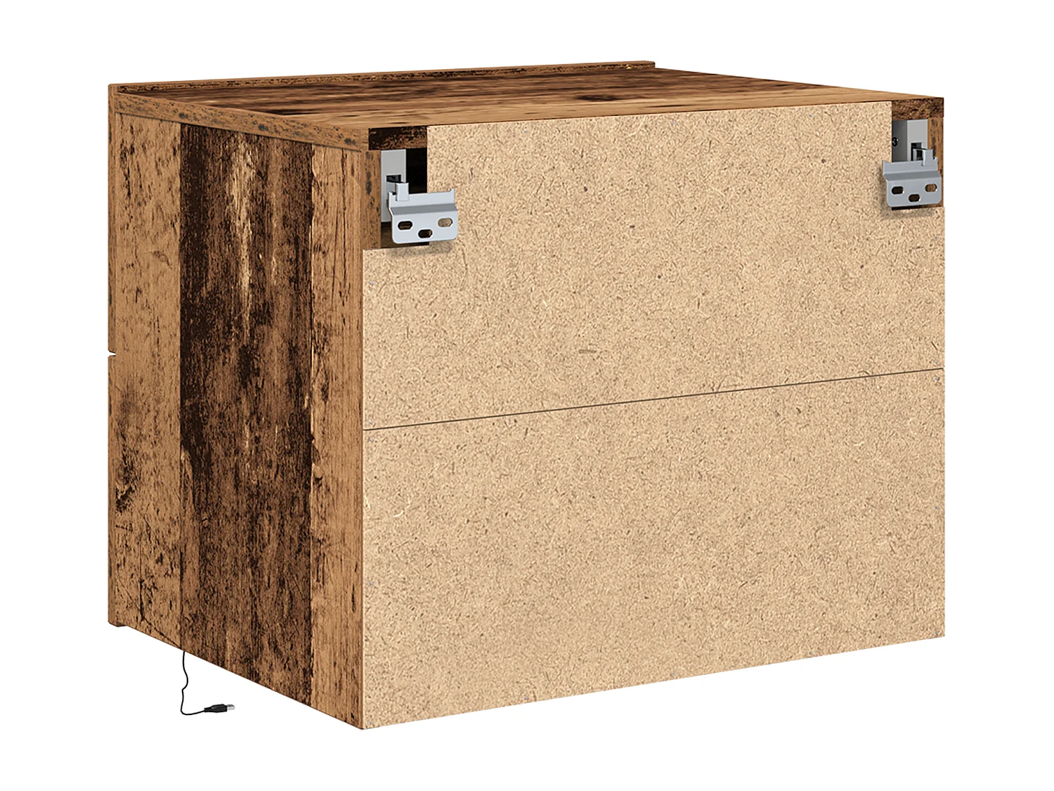 Comodino con LED a parete in legno vecchio 50x39x41 cm